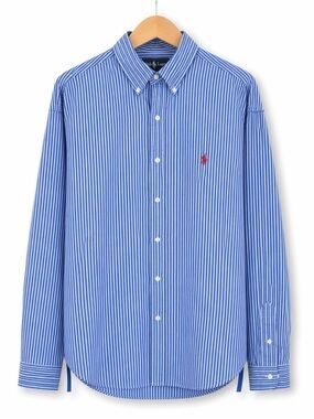RALPH LAUREN striped button down shirt classic fit blue white